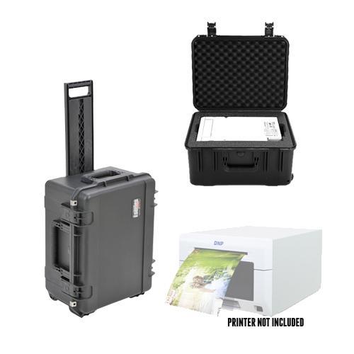 An image of the DNP DS620A printer travel case from two different angles along with a photo of the printer itself for reference, available from ATA Photobooths.