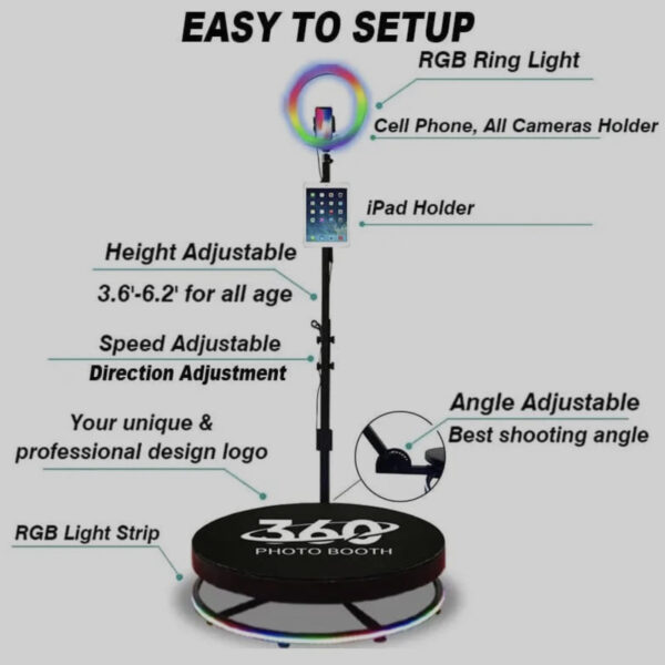 Infinity Glass 360 Photobooth Platform (27-32-39 inch Motorized) - Image 10