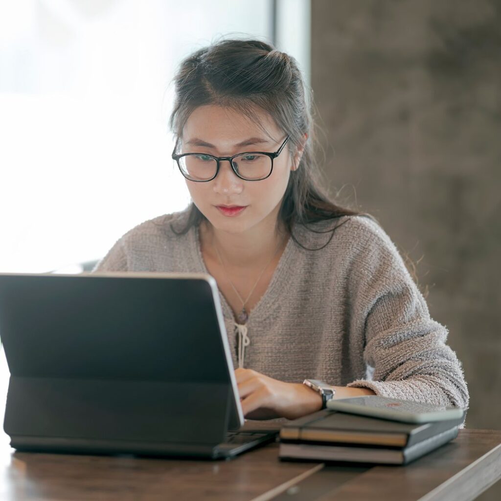 Woman working on computer